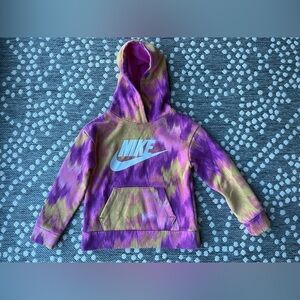 Nike Girls Hooded Hoodie Sweatshirt 6 6x 7 tie dye purple pink shirt yellow gold